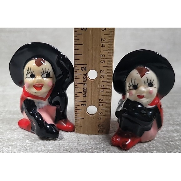 Lady Bug Witches Salt & Pepper Shakers Cork Stopper Made in Japan MCM RARE - Picture 6 of 7